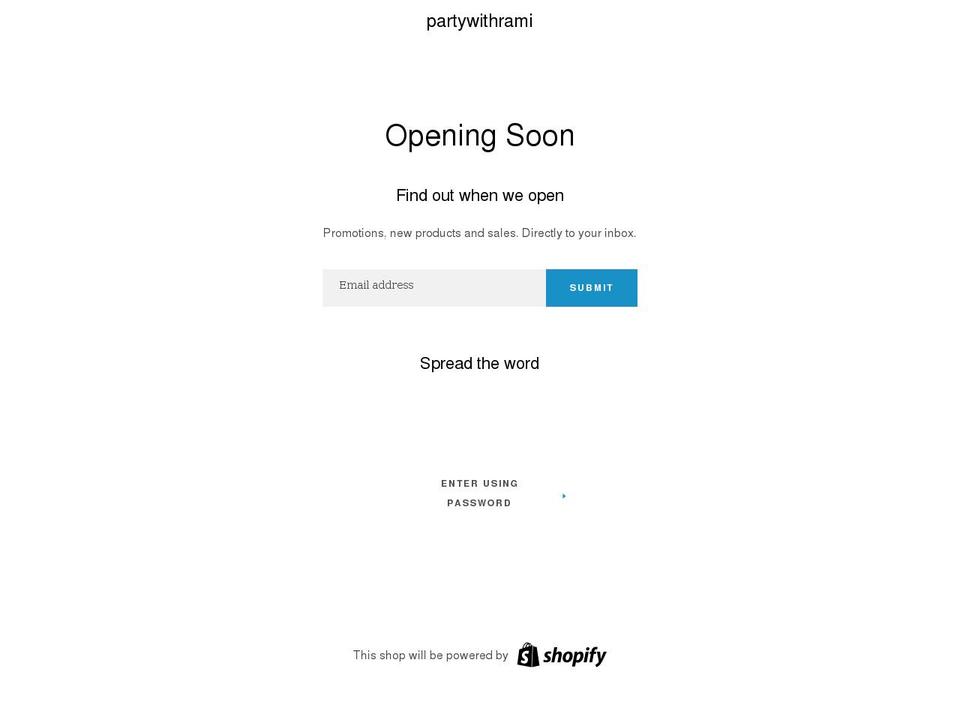 partywithrami.com shopify website screenshot