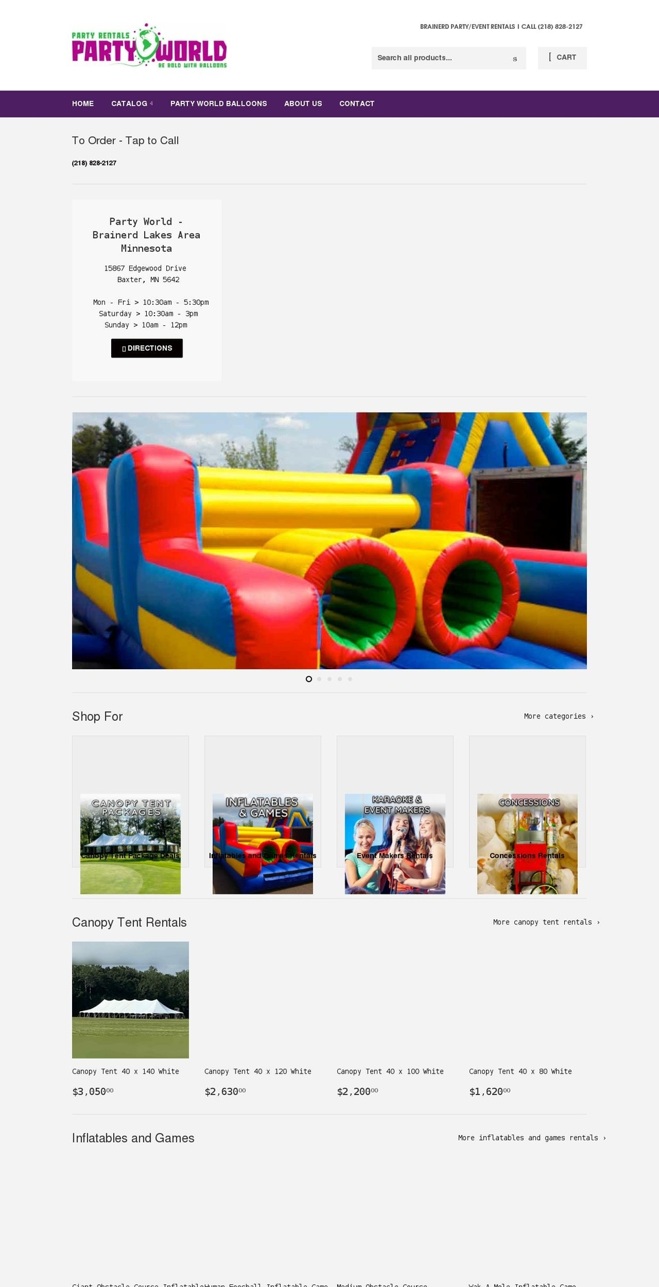 partyworldbrainerd.com shopify website screenshot
