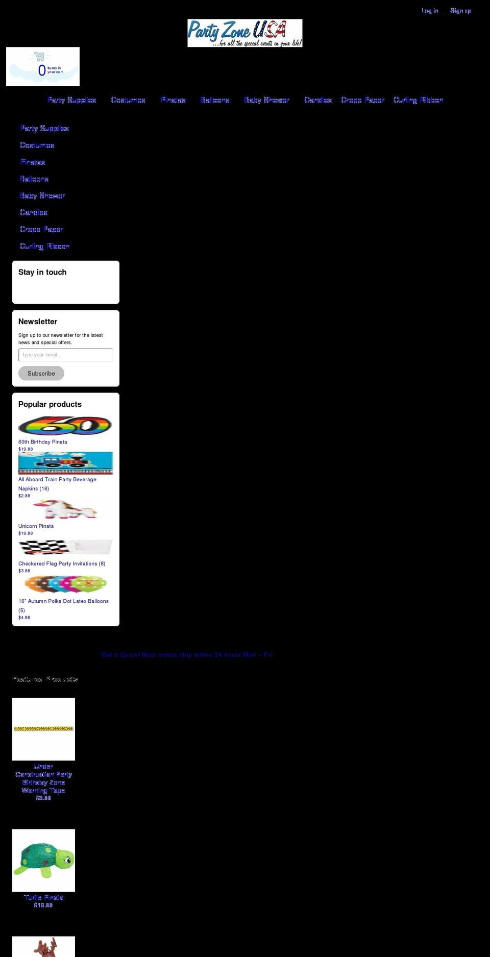 partyzoneusa.com shopify website screenshot