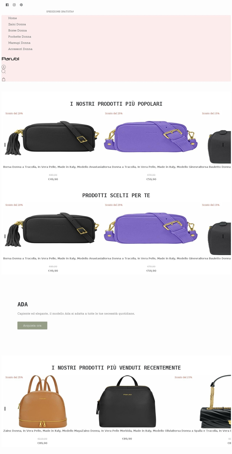 parubistore.com shopify website screenshot