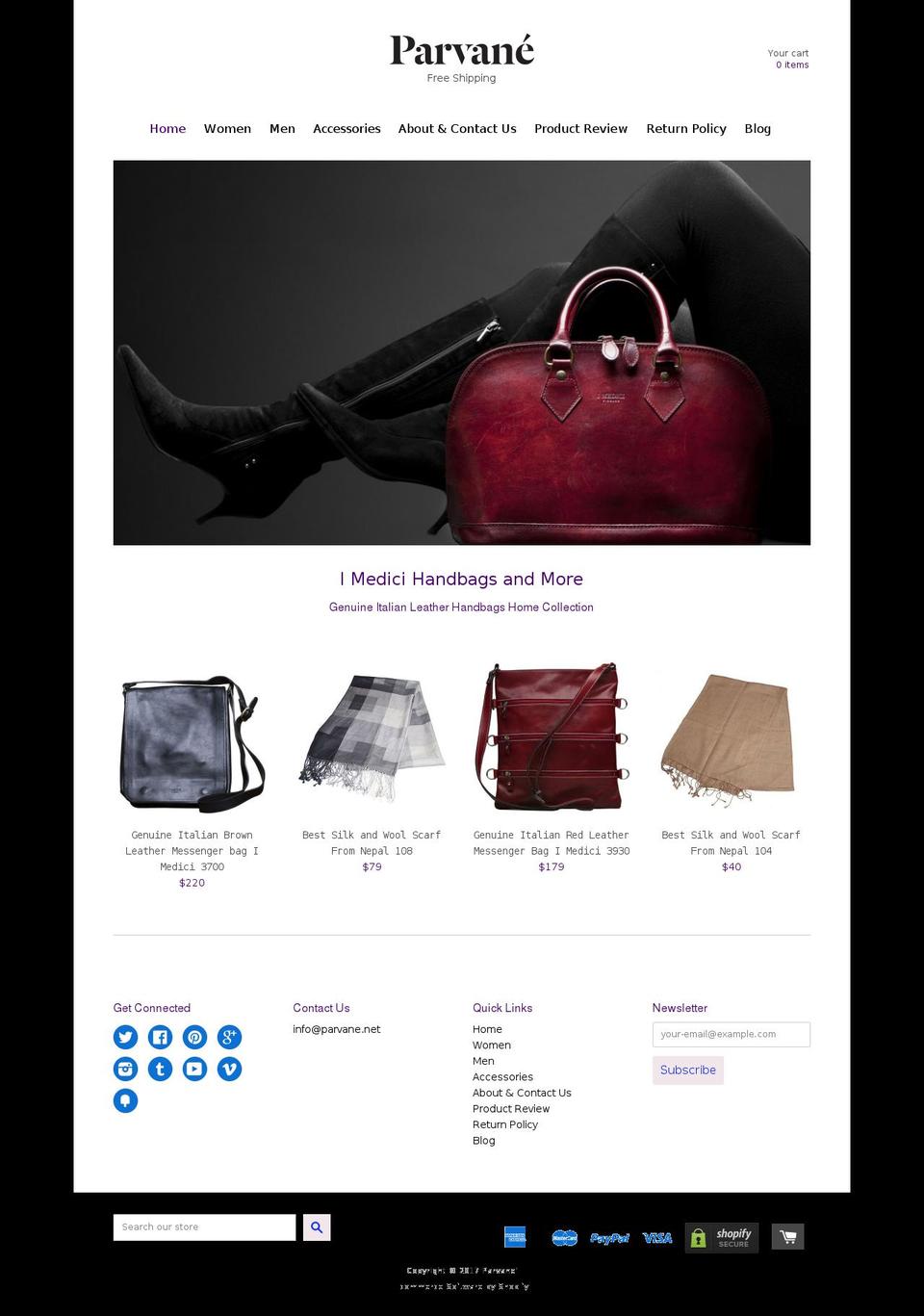 parvane.net shopify website screenshot
