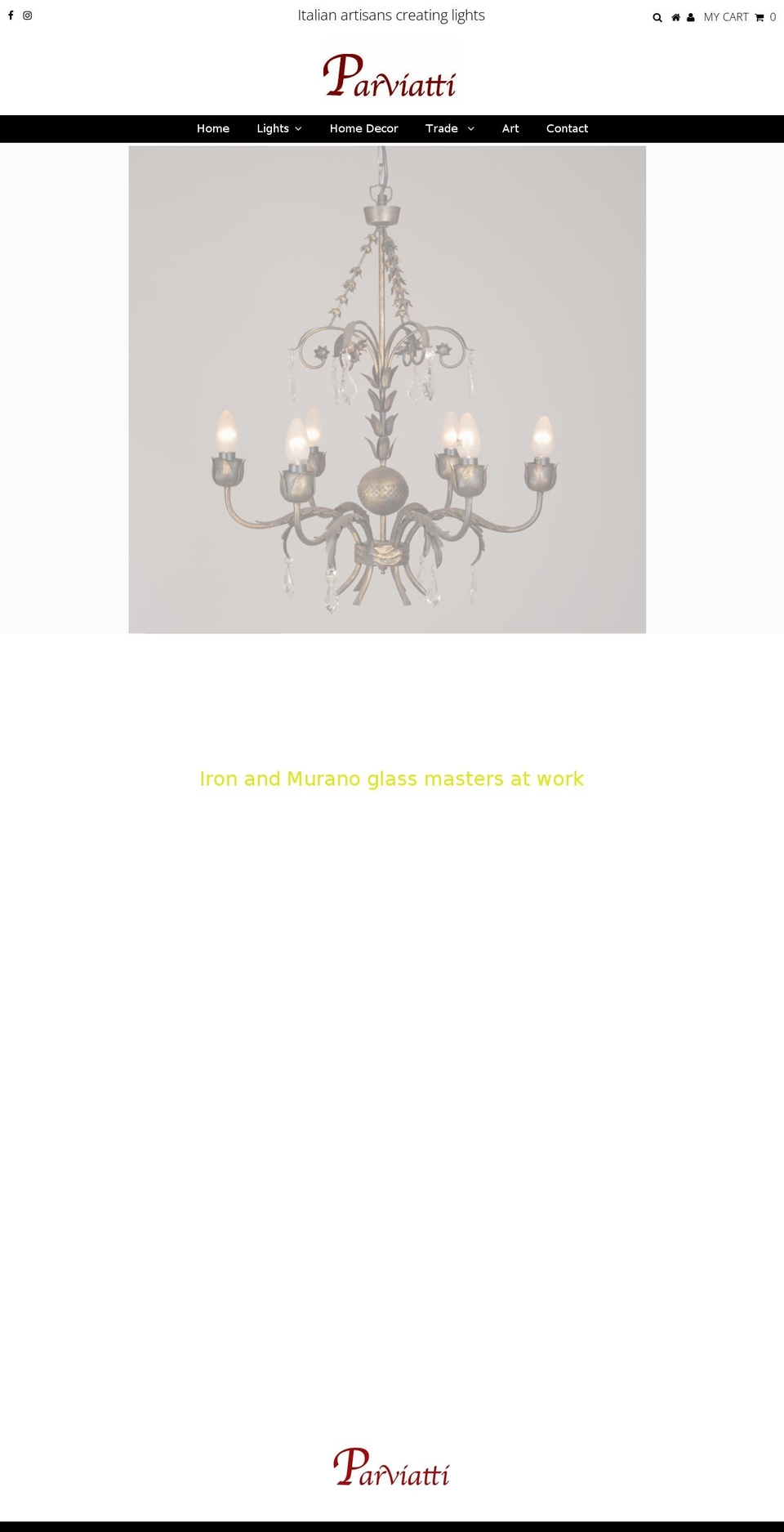 parviatti.com shopify website screenshot