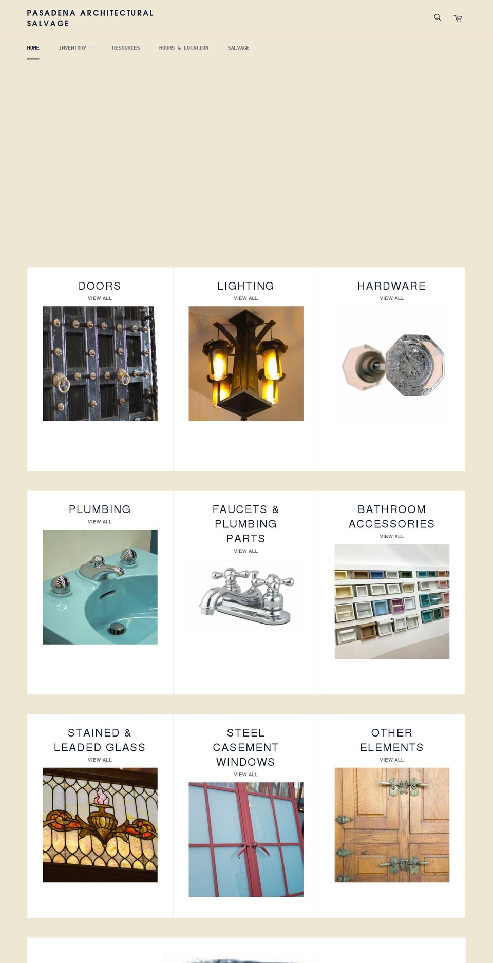 pasadenaarchitecturalsalvage.com shopify website screenshot