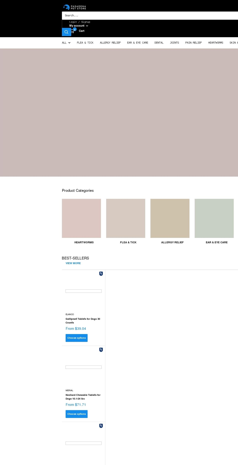 pasadenapetstore.com shopify website screenshot