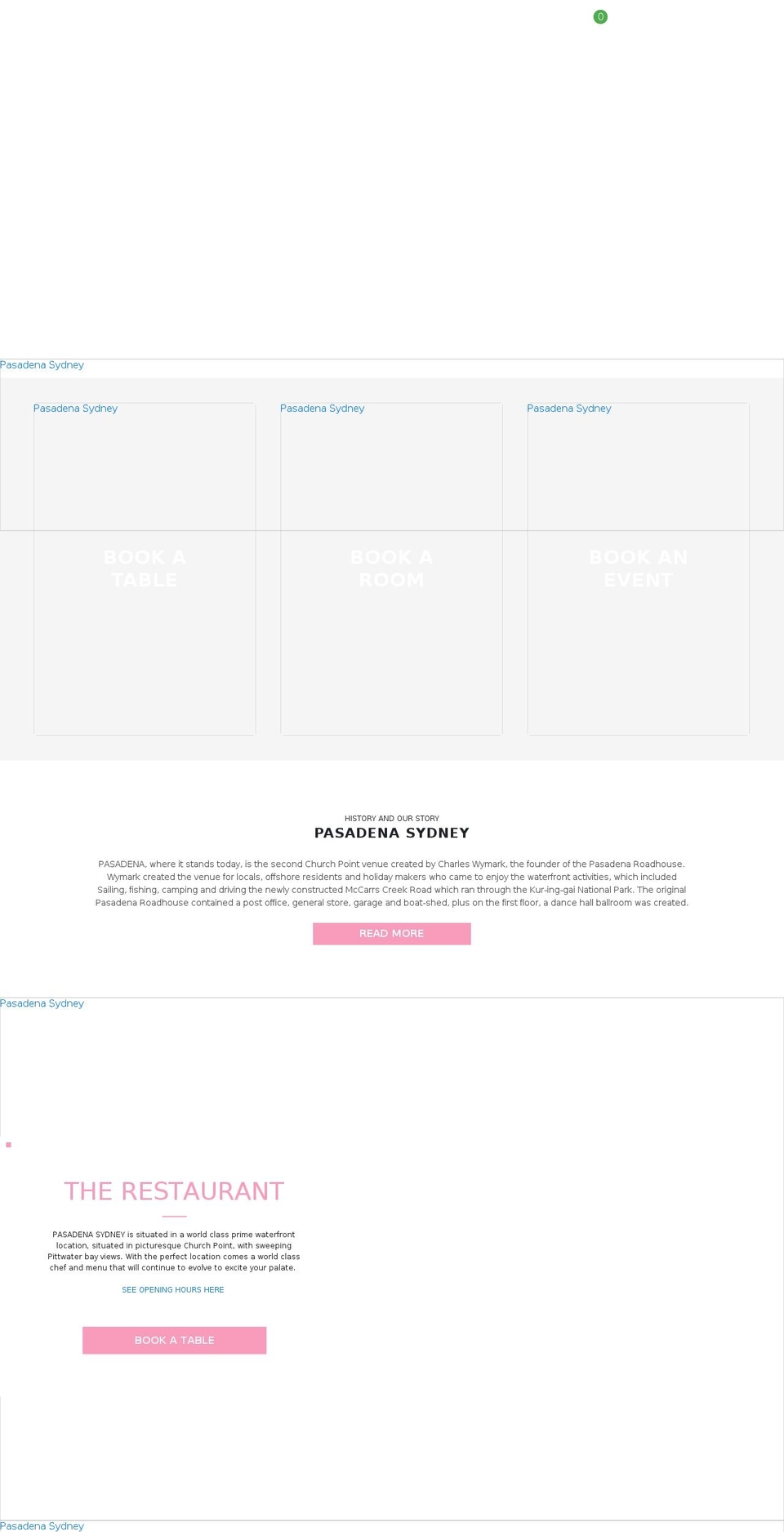 pasadenasydney.com shopify website screenshot