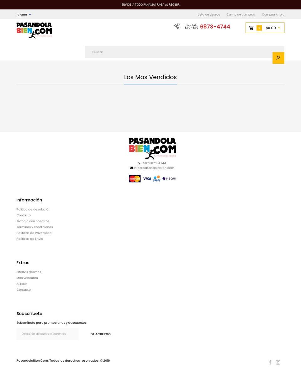 pasandolabien.com shopify website screenshot