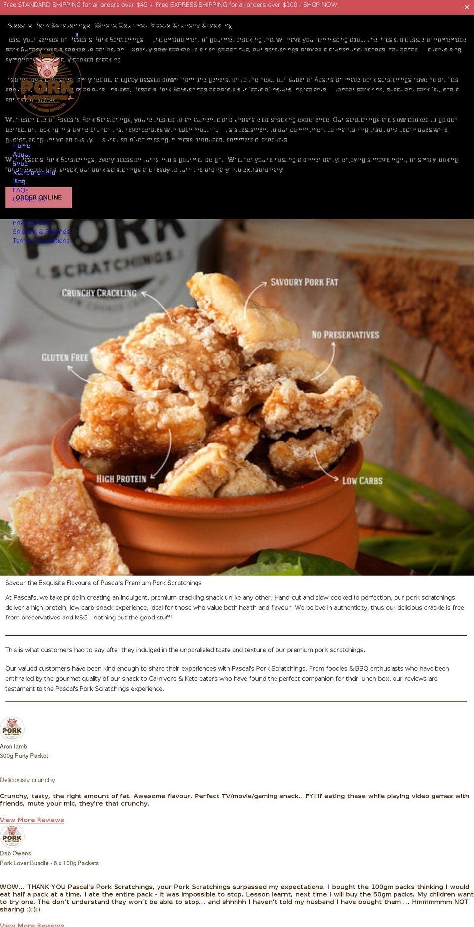 pascalsporkscratchings.com.au shopify website screenshot