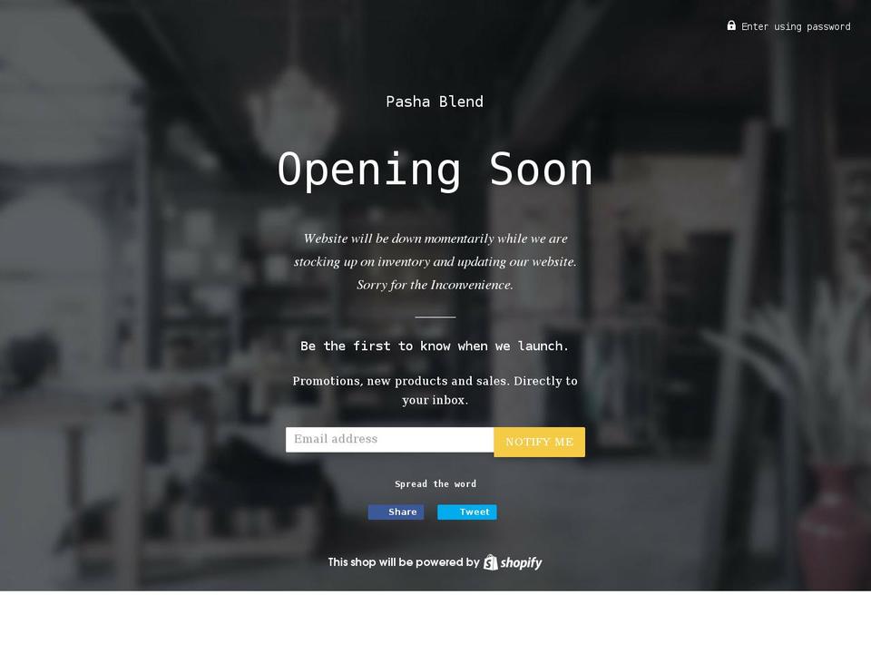 pashablend.com shopify website screenshot