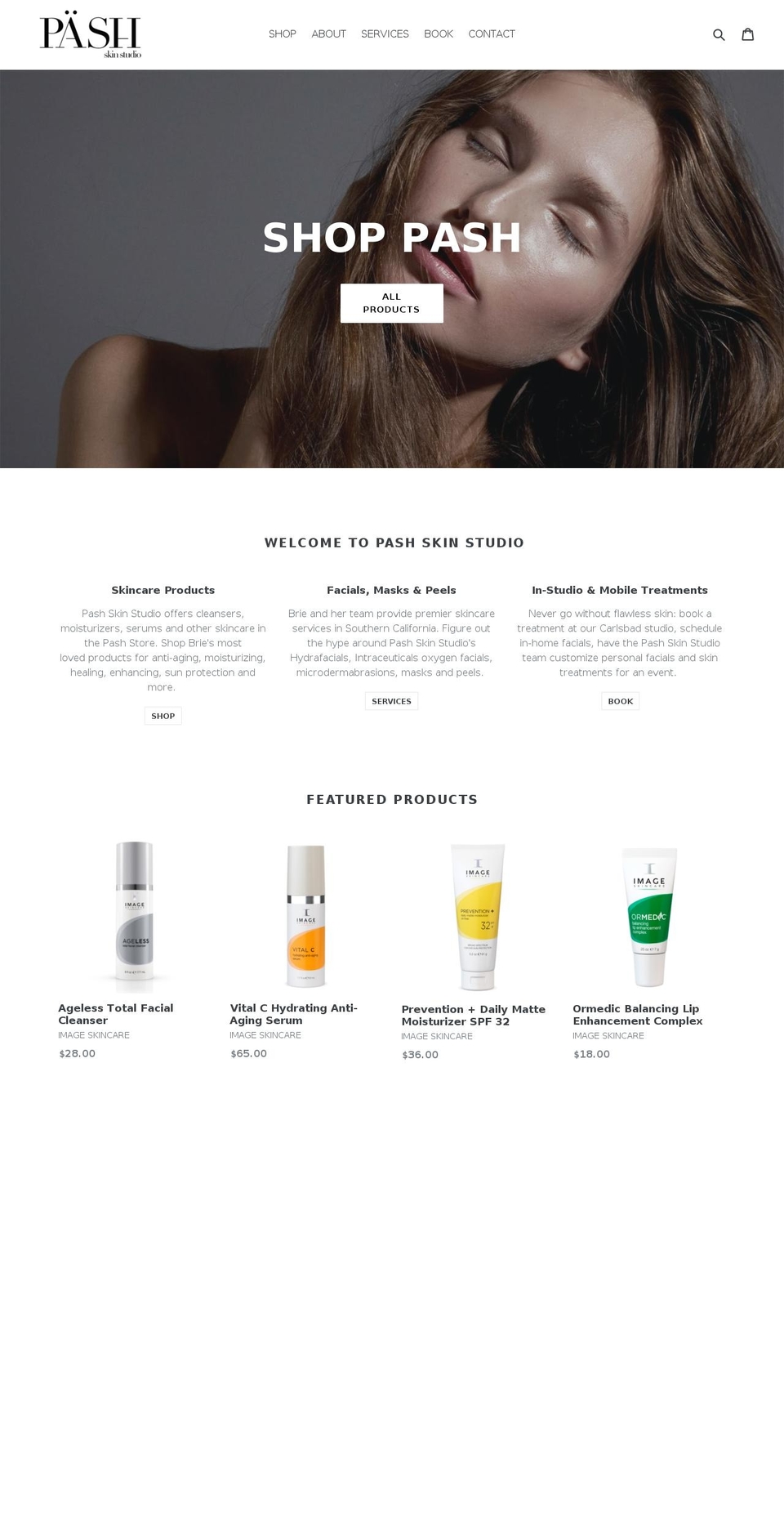 pashskin.com — Shopify storefront screenshot