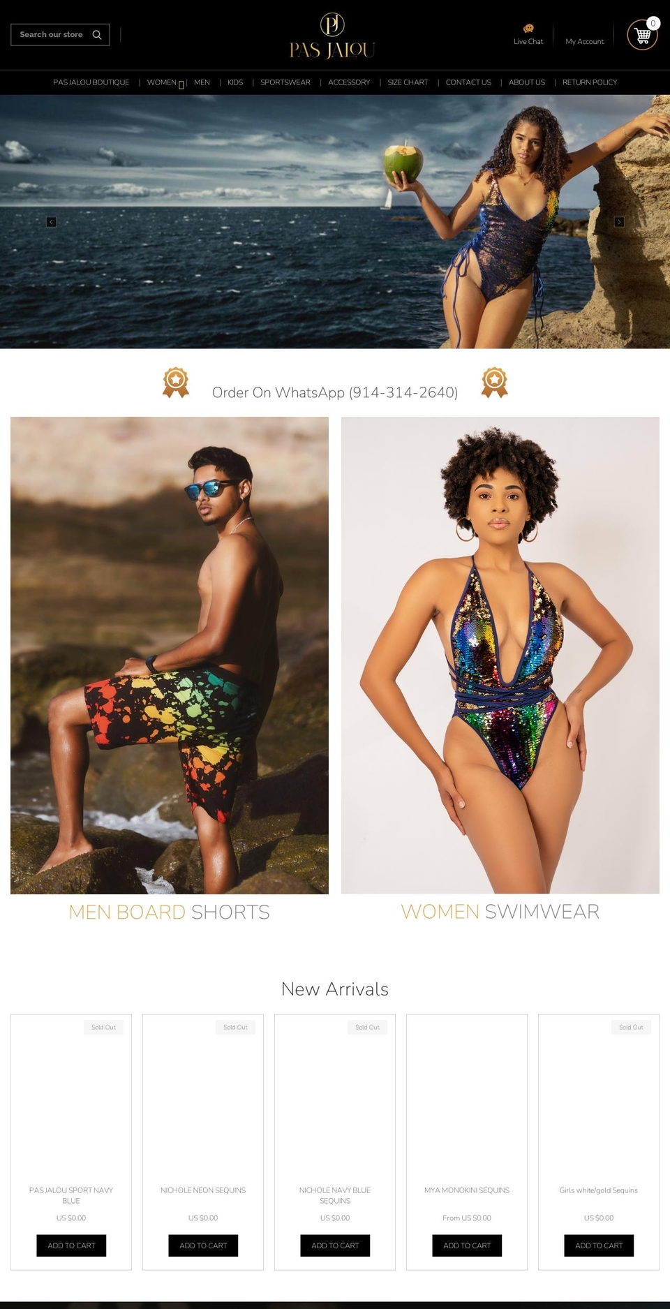 pasjalouswimwear.com — Shopify storefront screenshot