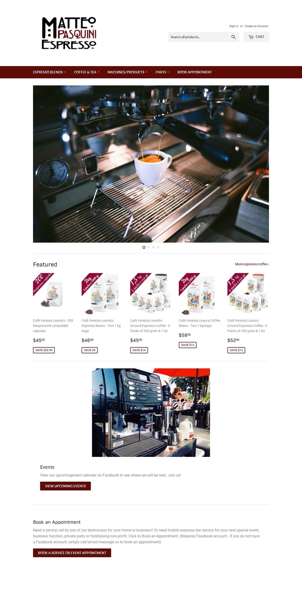 pasquinioc.com shopify website screenshot