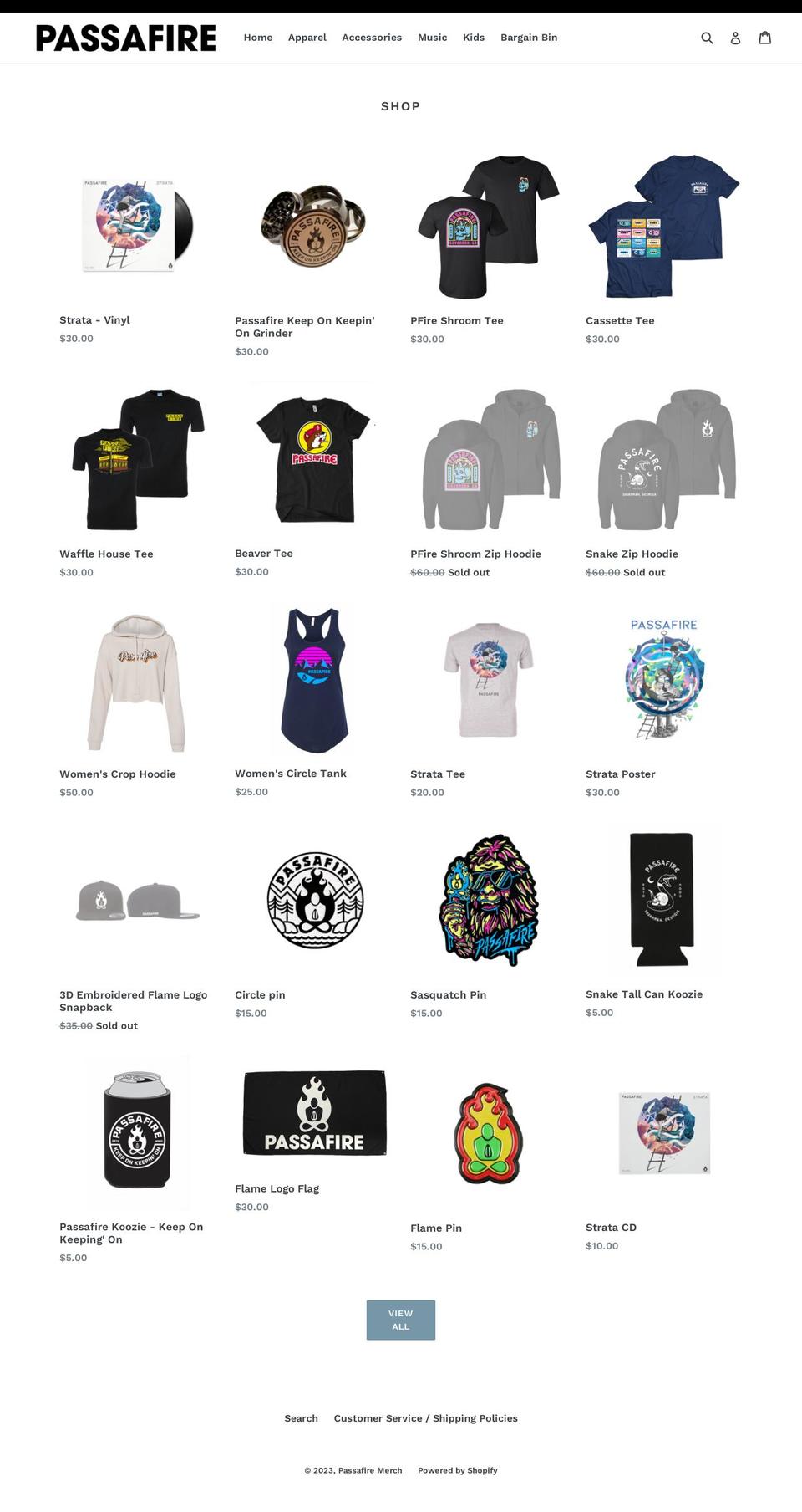 passafiremerch.myshopify.com shopify website screenshot