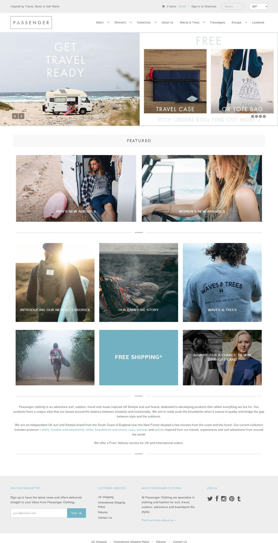 passenger-clothing.com shopify website screenshot