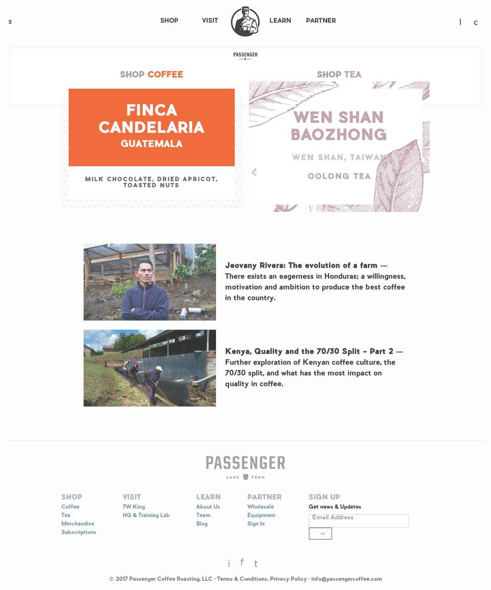 passengercoffee.com shopify website screenshot