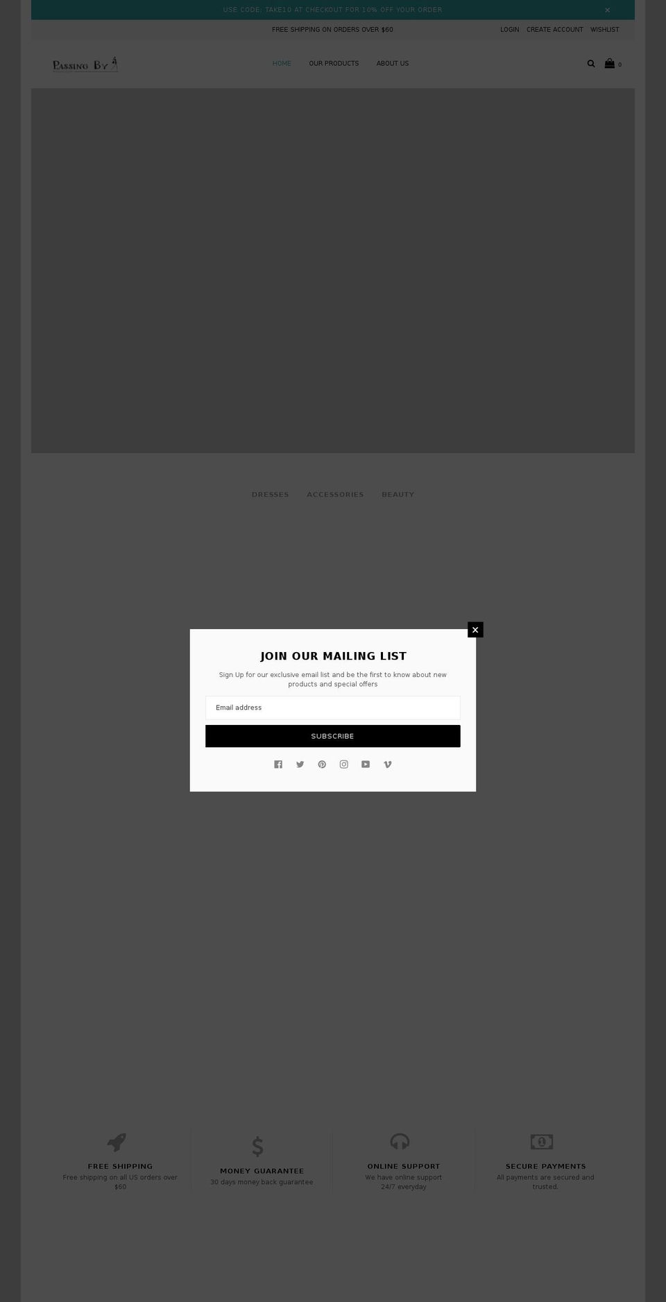 belle-demo-boxed-layout Shopify theme site example passingbyboutique.com