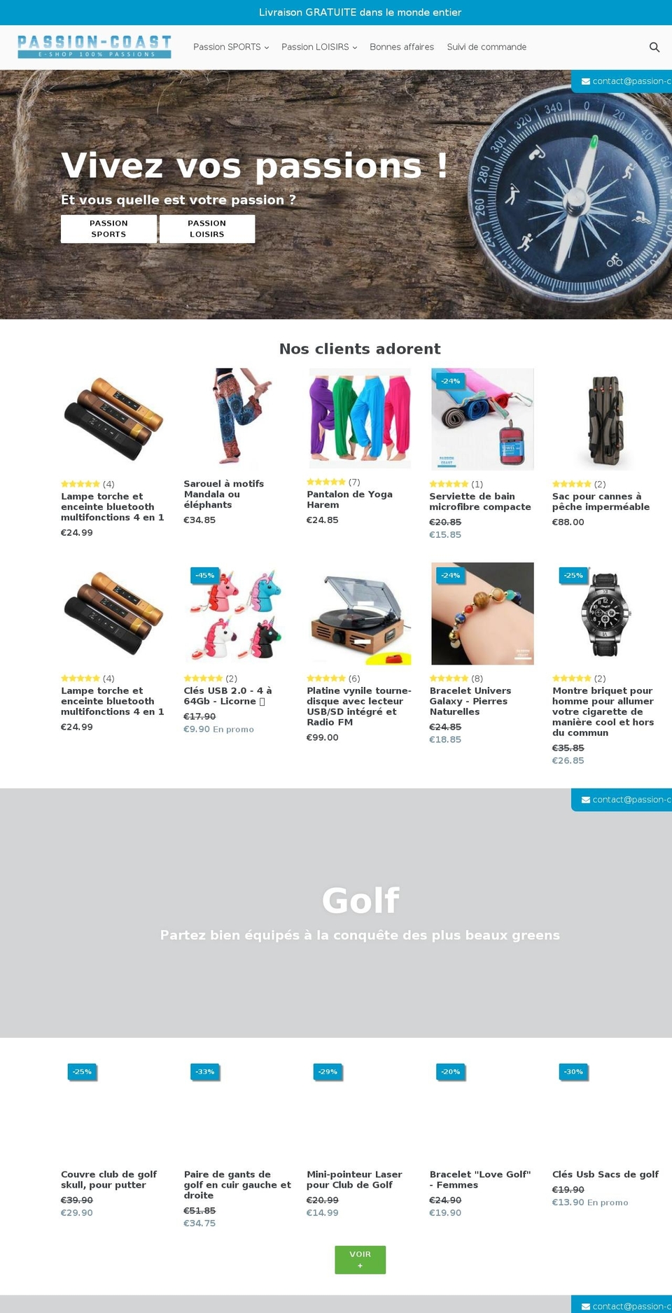 passion-coast.com shopify website screenshot