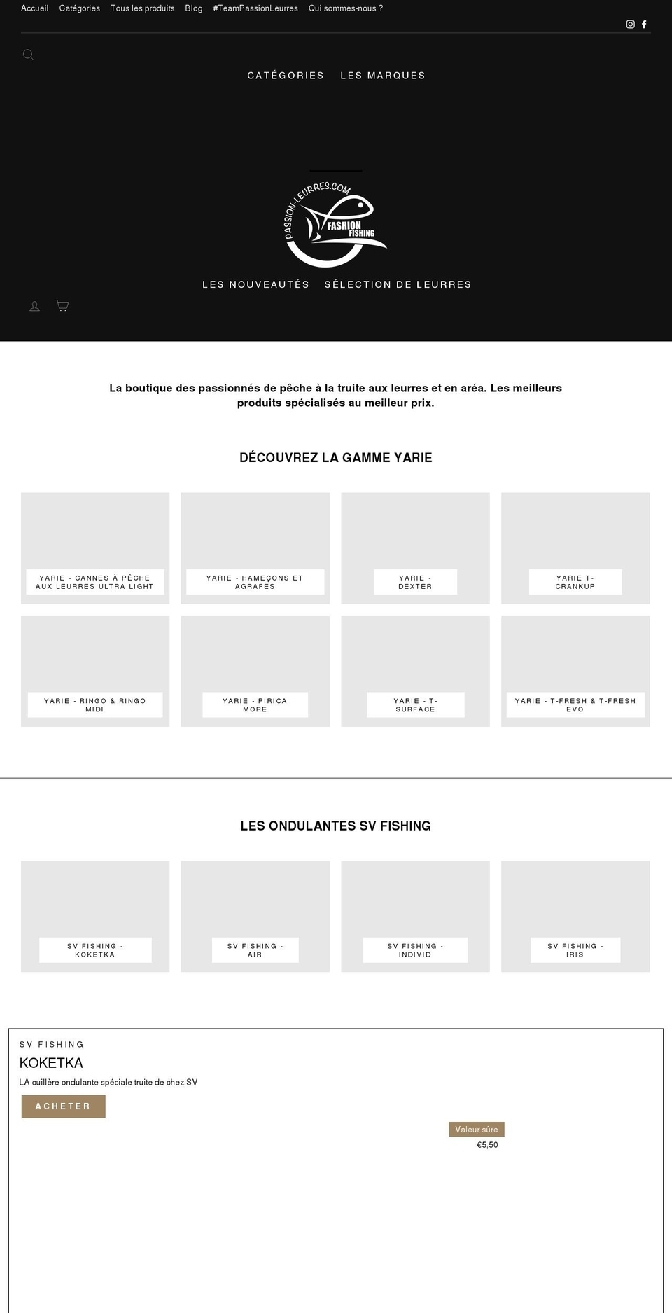 passion-leurres.com shopify website screenshot