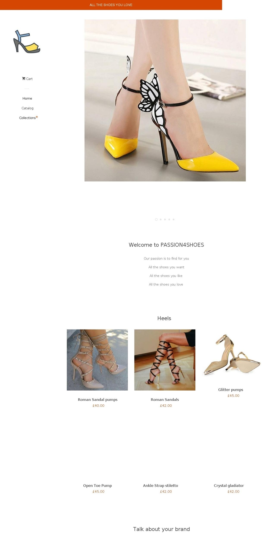 passion4shoes.com — Shopify storefront screenshot