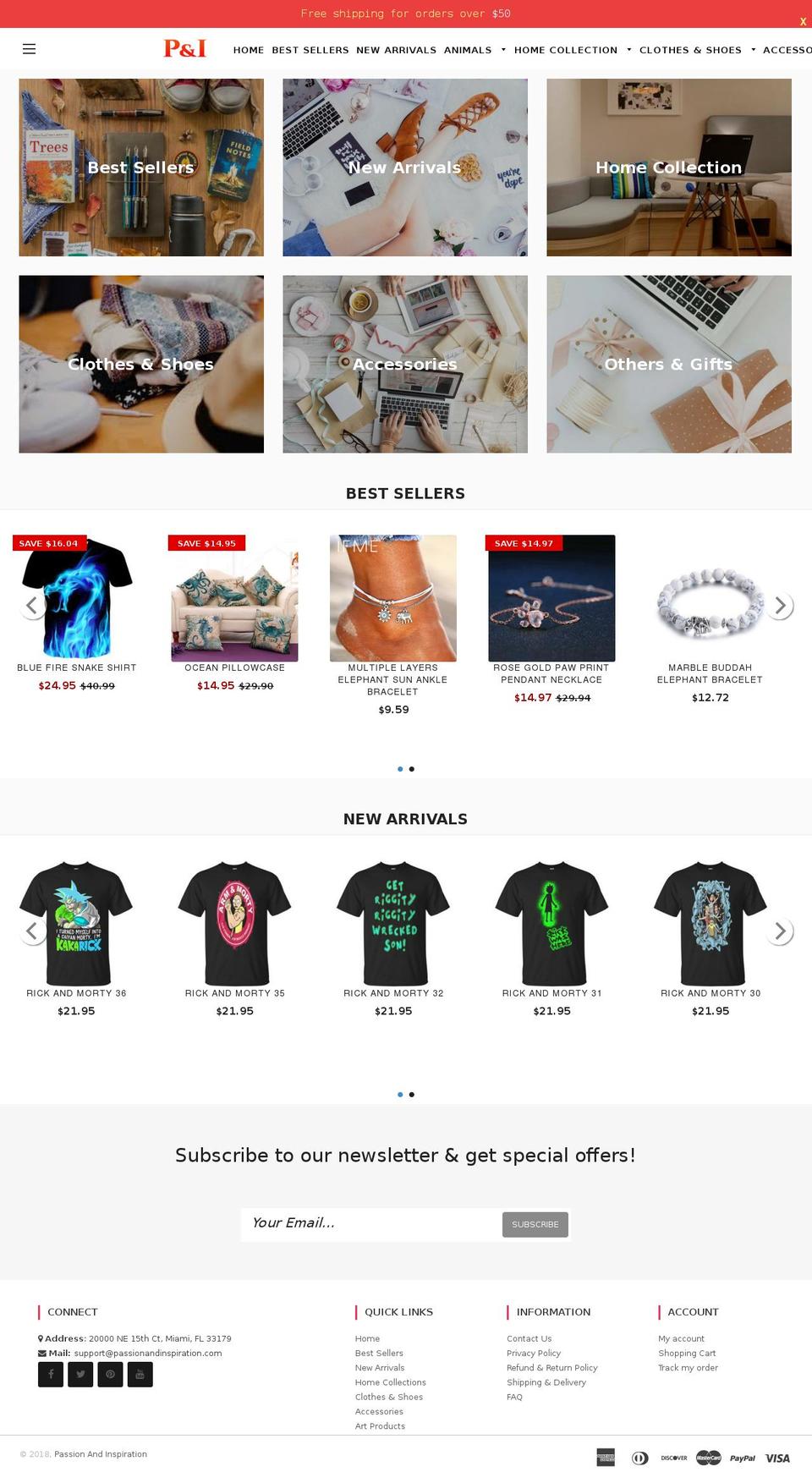 passionandinspiration.com — Shopify storefront screenshot
