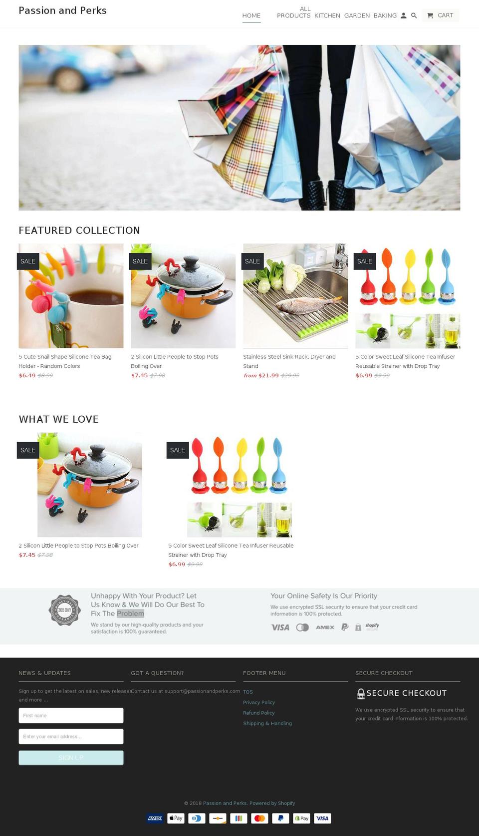 passionandperks.com — Shopify storefront screenshot