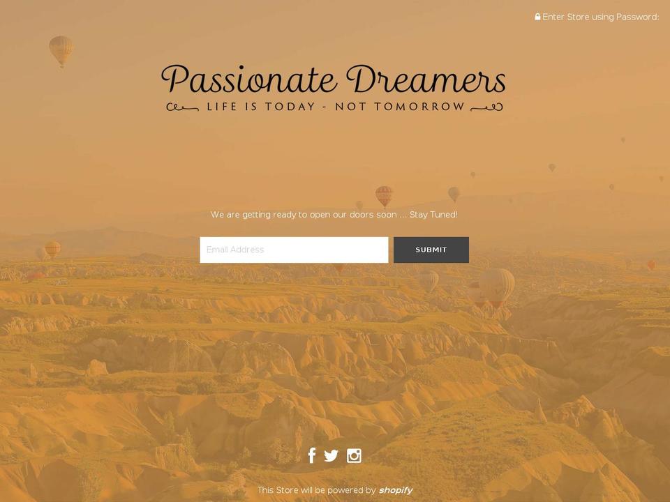 passionatedreamers.com — Shopify storefront screenshot