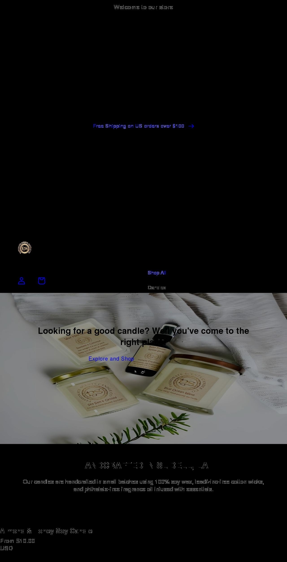 passionatescentscandles.com shopify website screenshot