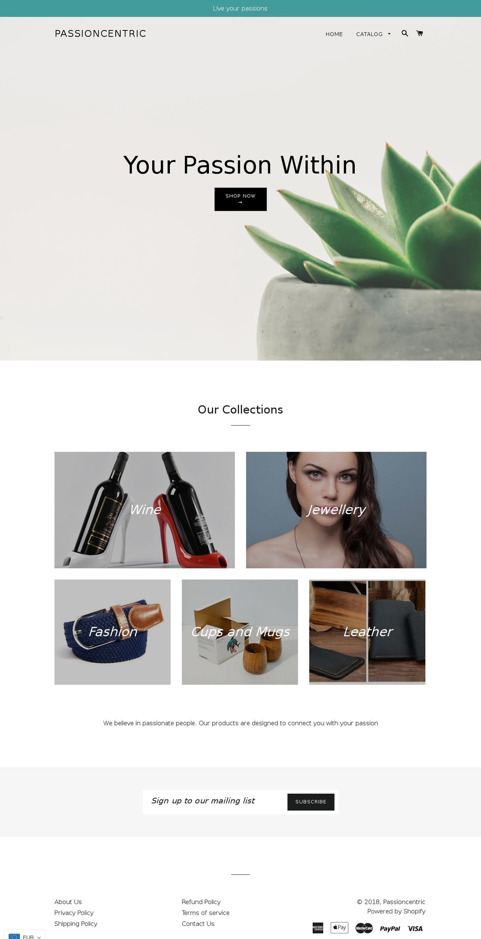 passioncentric.com — Shopify storefront screenshot