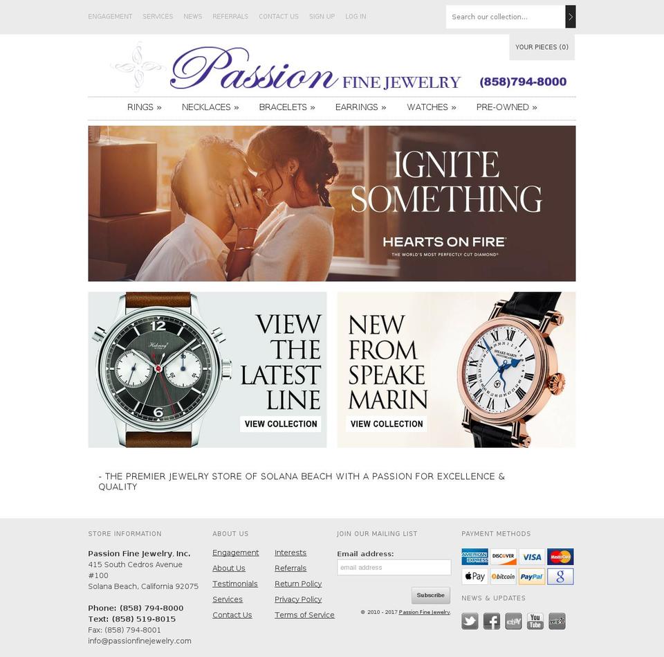 passionfinejewelry.com shopify website screenshot