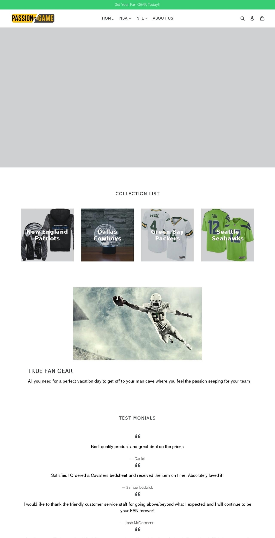 passionforgame.com — Shopify storefront screenshot