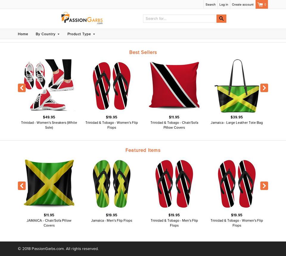 passiongarbs.com — Shopify storefront screenshot