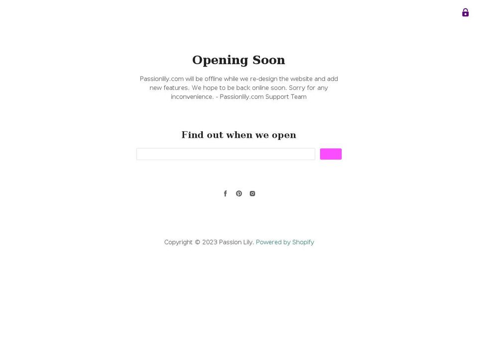 passionlily.com shopify website screenshot