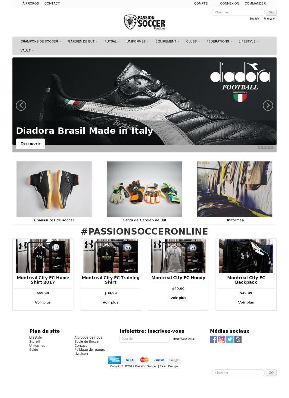 passionsoccer.ca shopify website screenshot