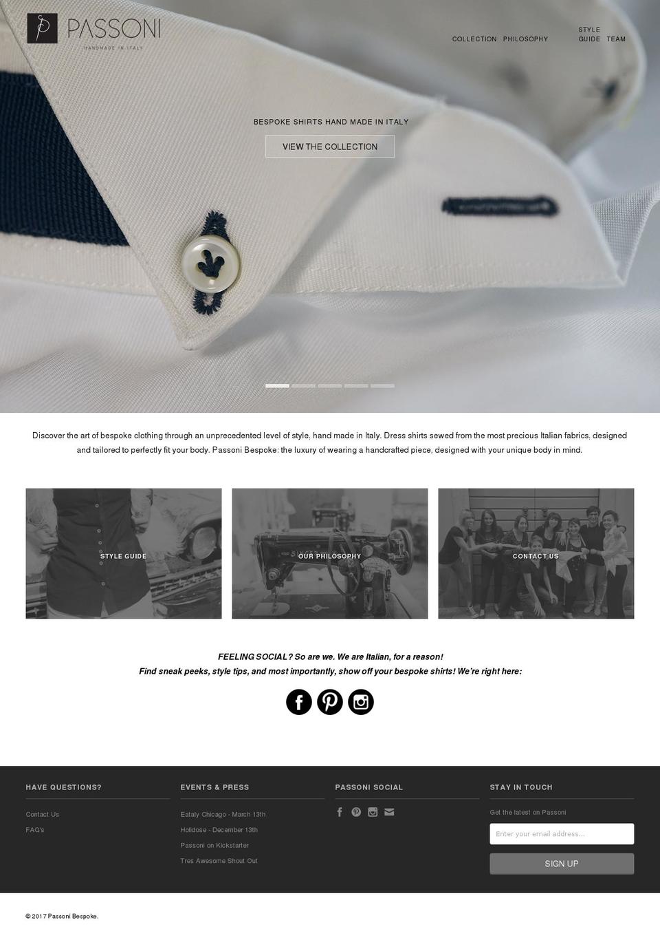 passonibespoke.com shopify website screenshot