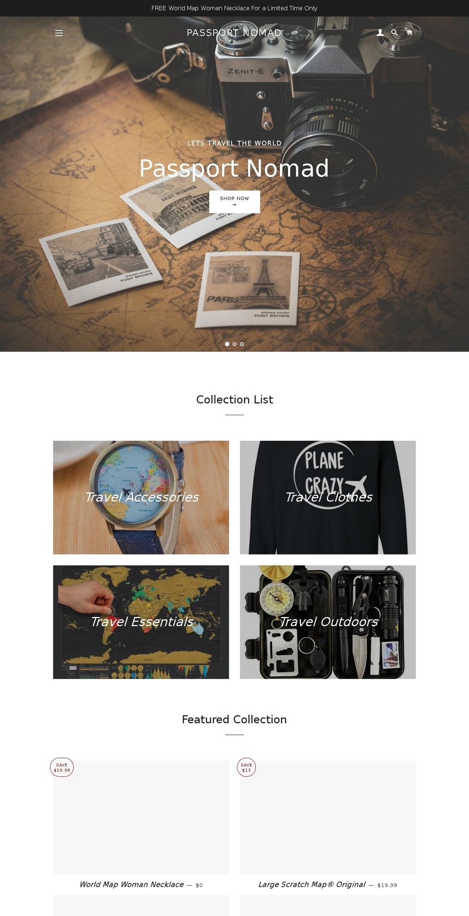 passportnomad.com — Shopify storefront screenshot