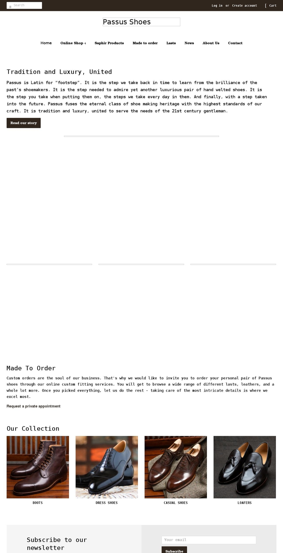 passus-shoes.com shopify website screenshot