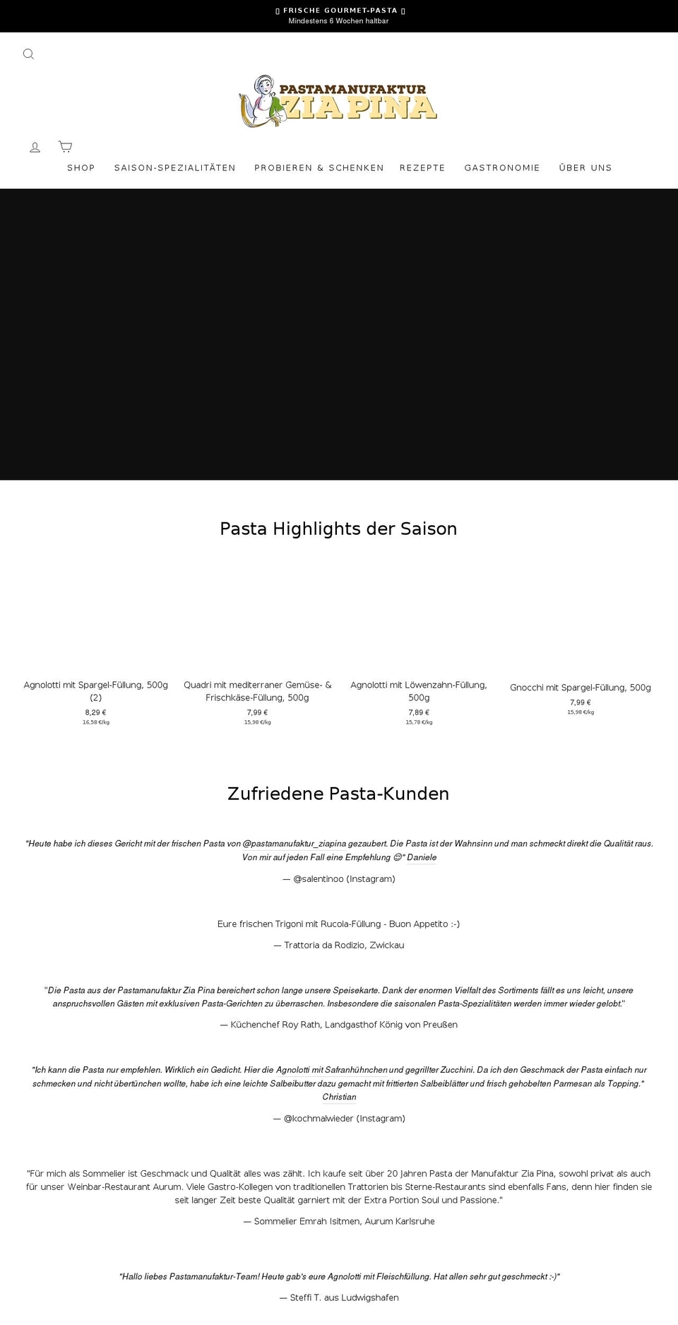 pastamanufaktur.de shopify website screenshot