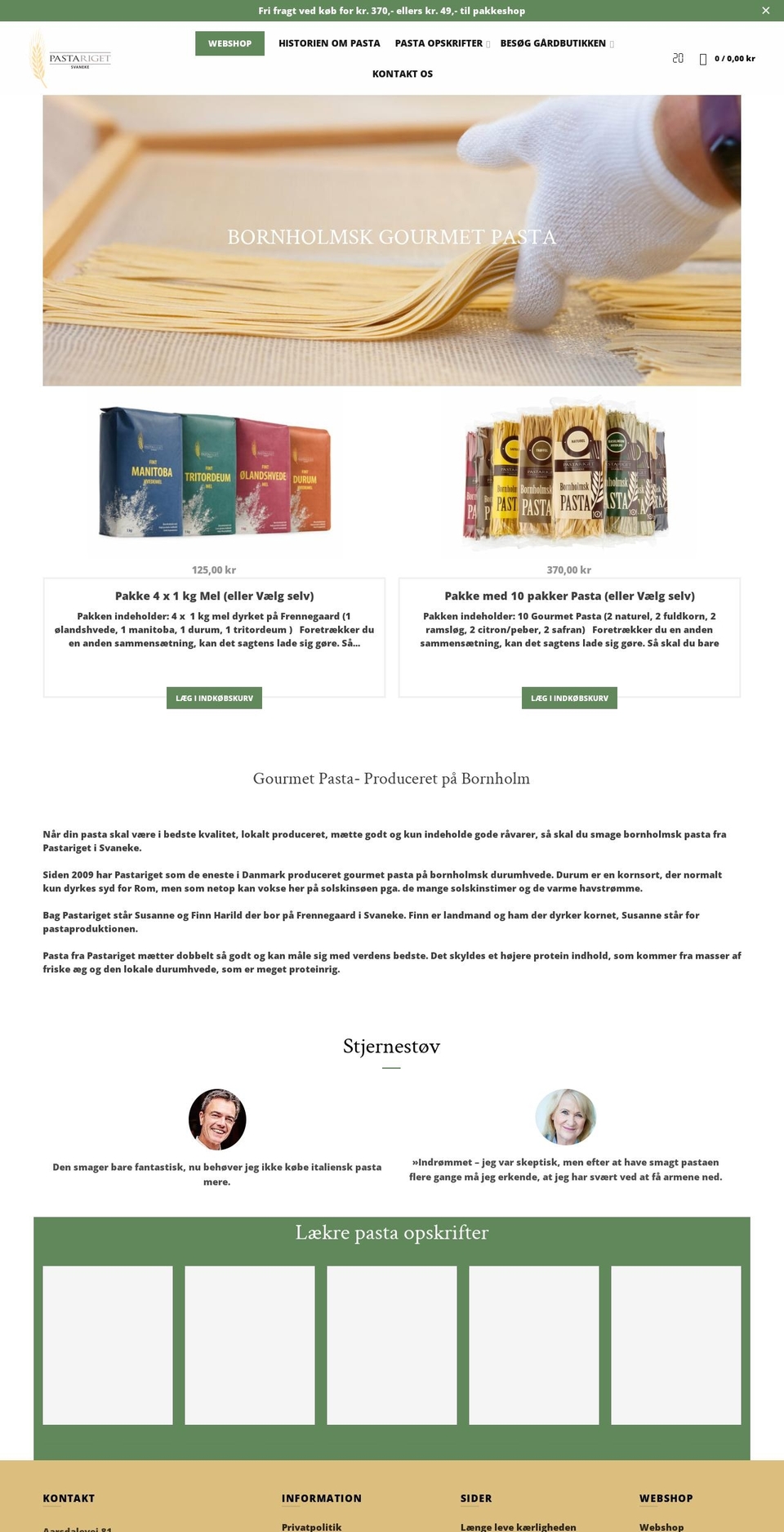 basel Shopify theme site example pastariget.dk