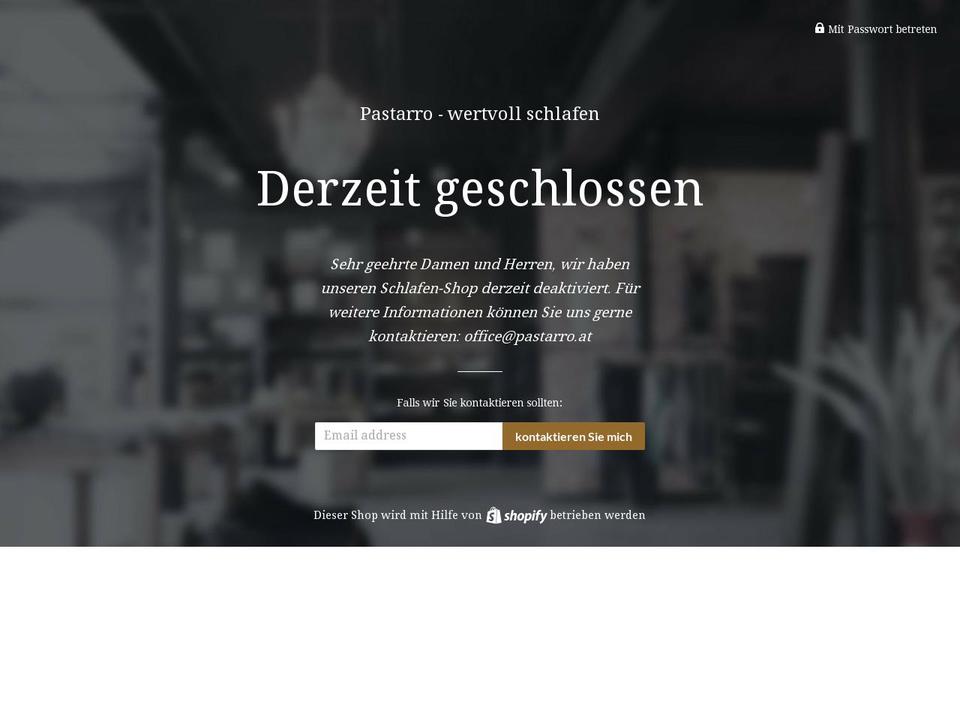 pastarro-schlafen.at shopify website screenshot