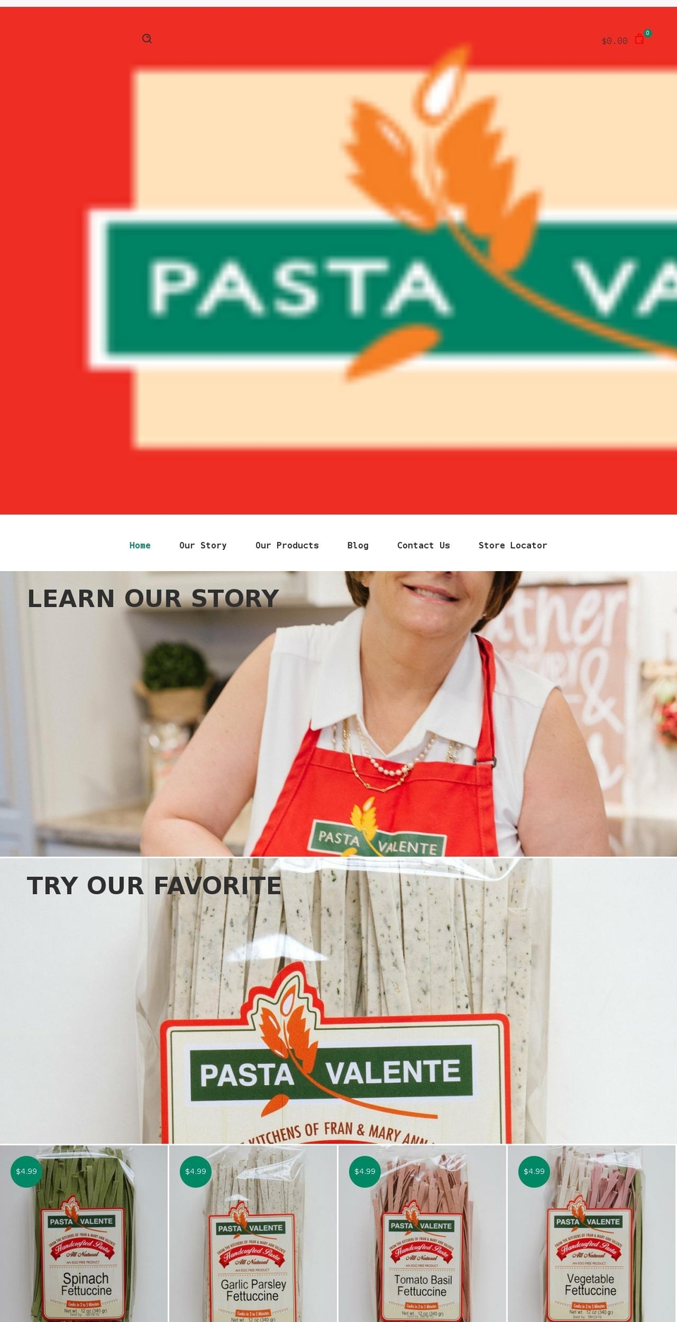 pastavalente.com shopify website screenshot