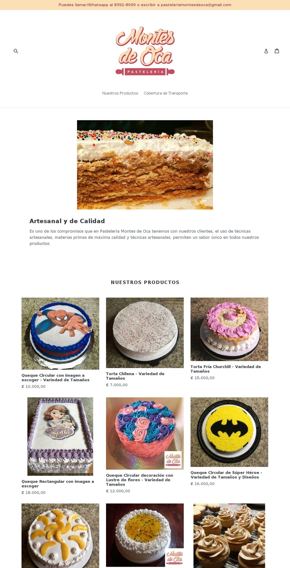 pasteleriamontesdeoca.com — Shopify storefront screenshot