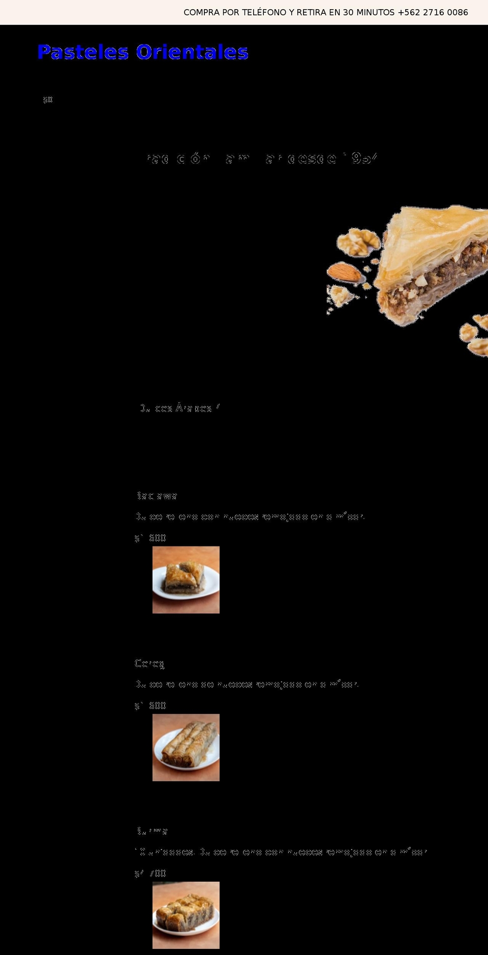 pastelesorientales.cl shopify website screenshot