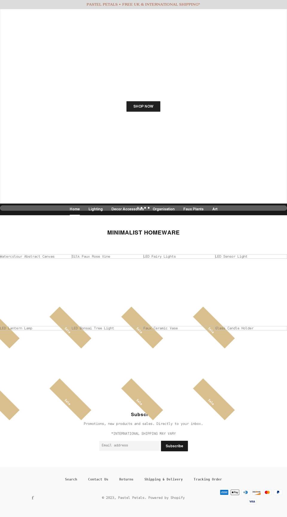 pastelpetals.co.uk shopify website screenshot