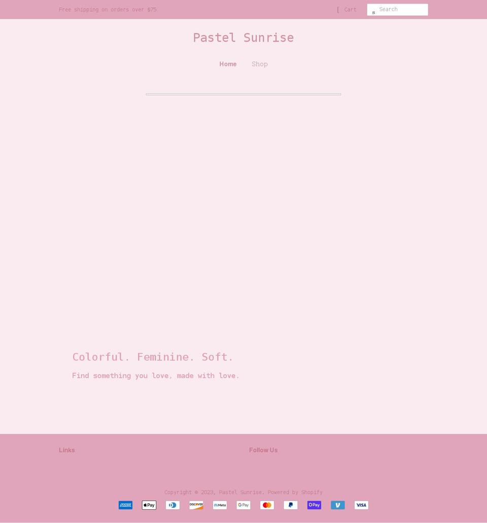 pastelsunrise.com shopify website screenshot
