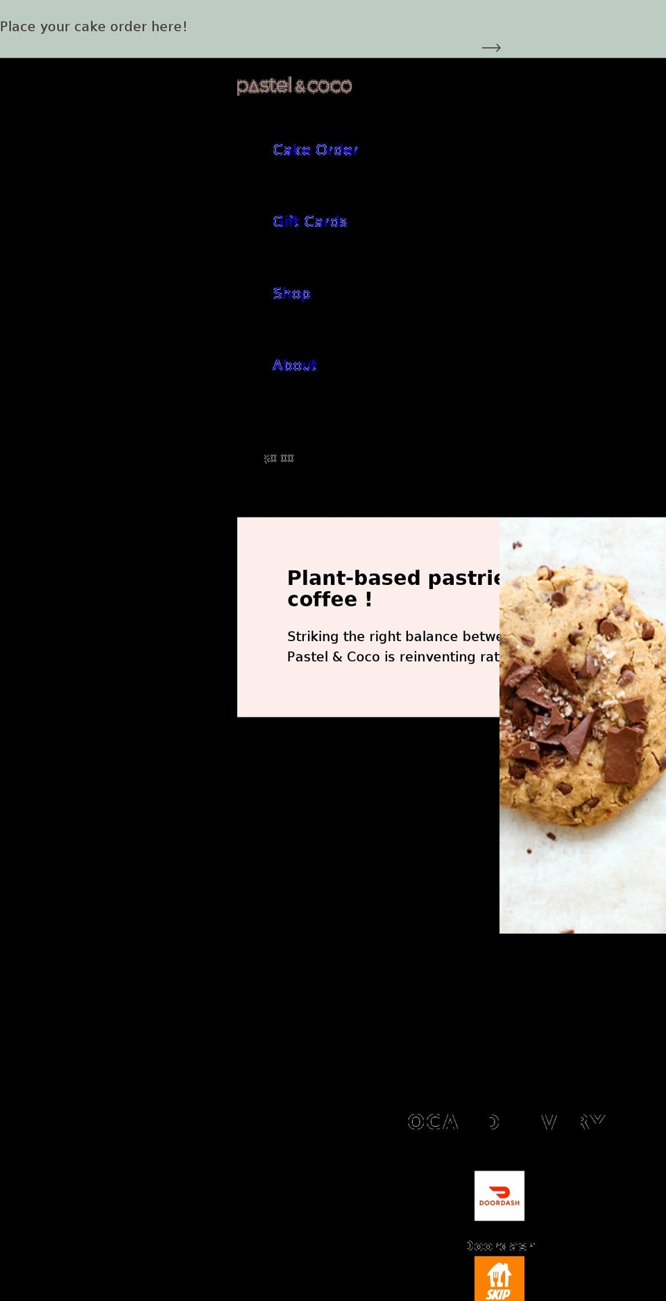 pastelxcoco.com shopify website screenshot