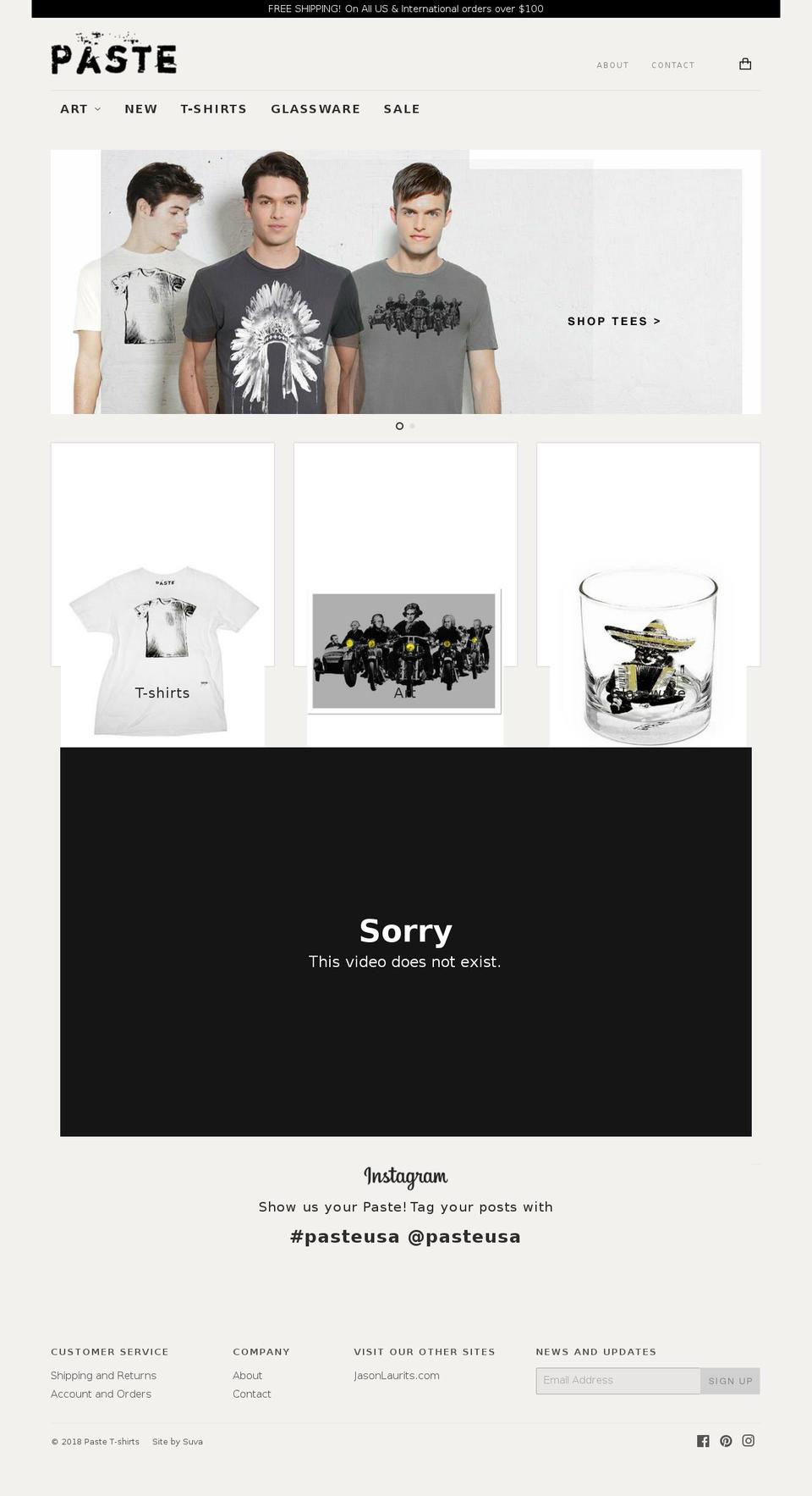 pastetshirts.com shopify website screenshot