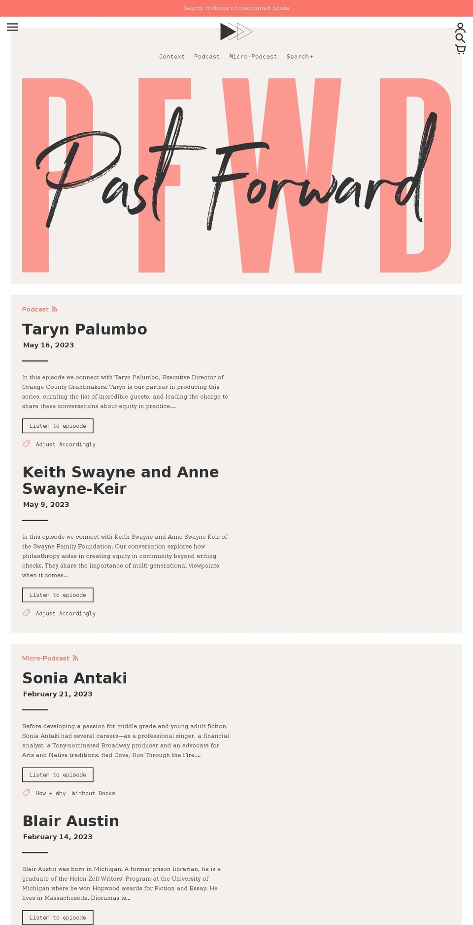 pastforward.org shopify website screenshot