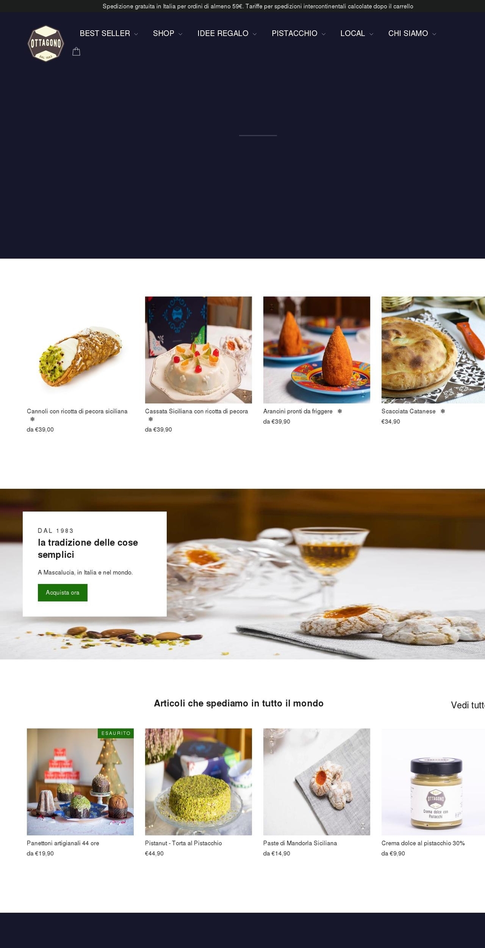 pasticceriaottagono.it shopify website screenshot