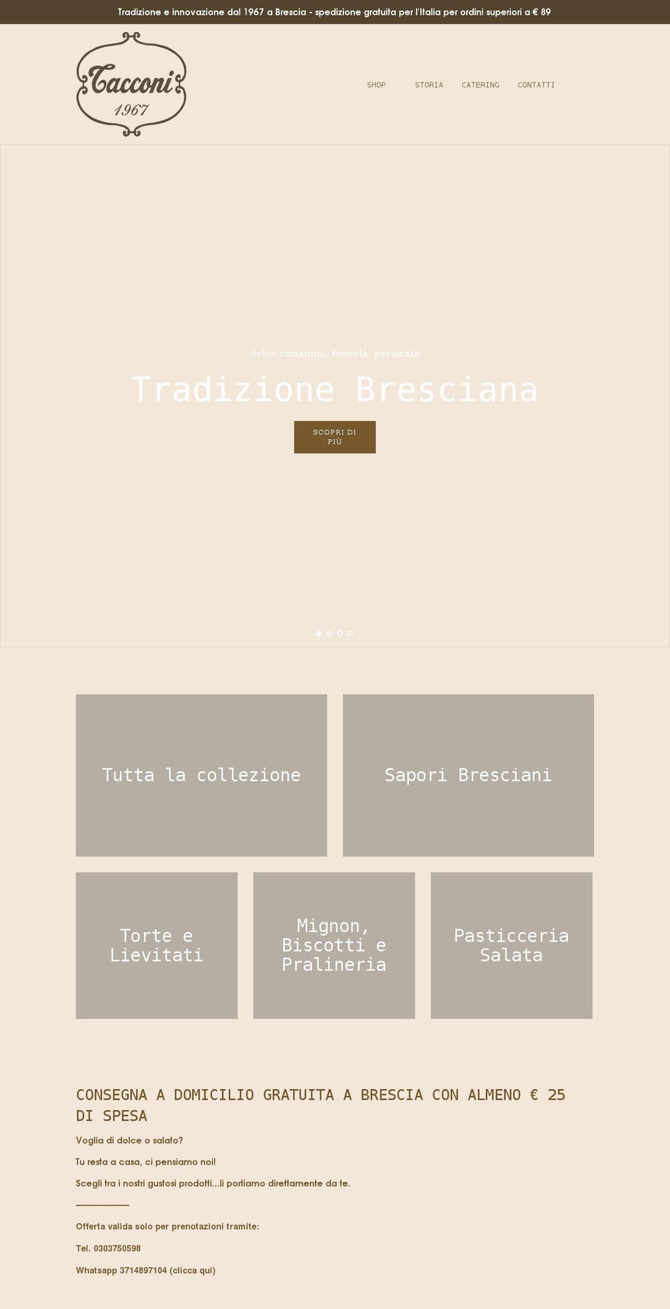 pasticceriatacconi.it shopify website screenshot