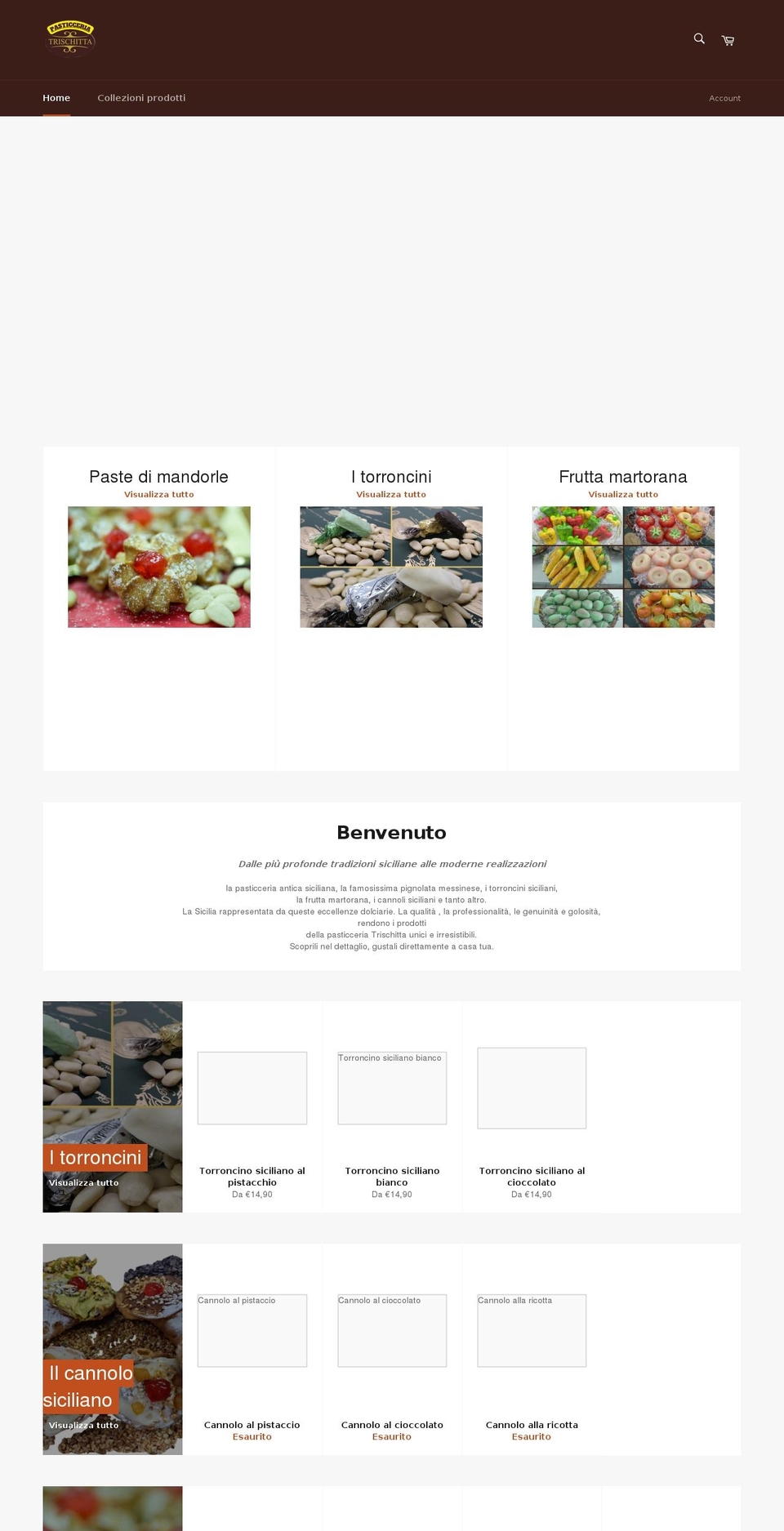 pasticceriatrischitta.com shopify website screenshot