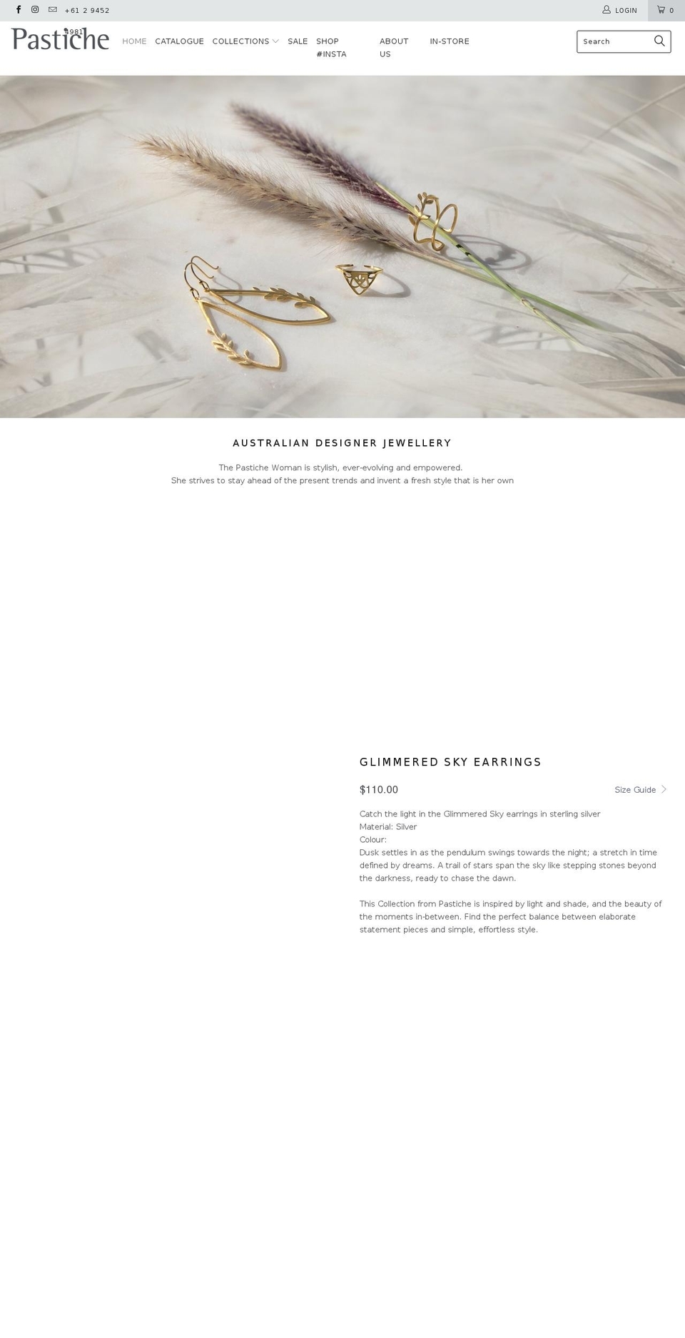 pastiche.com.au shopify website screenshot